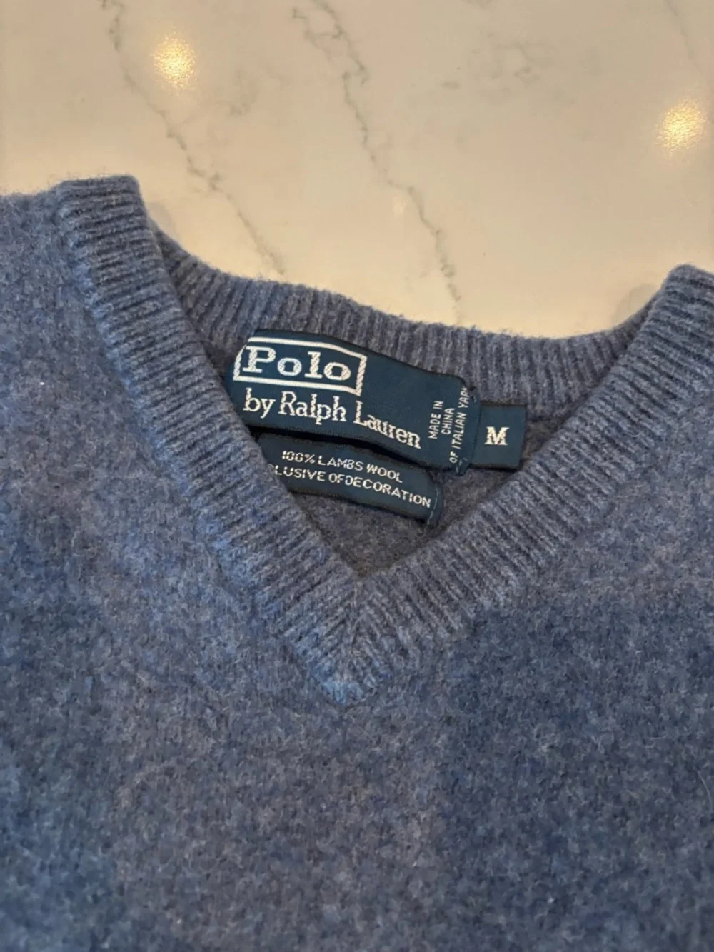 Polo by Ralph Lauren Heathered Blue V-Neck Sweater